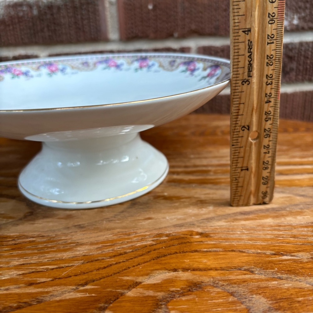 Victoria Czecho-Slovakia Fruit Bowl Plate Compotier Rose Gold Garland - Picture 4 of 7